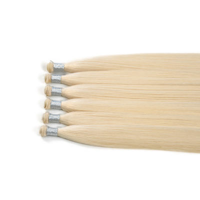 24 inch Genius Weft Dubbel getrokken Dunne Onzichtbare Handgebonden Maagd Remy Haar Extensies