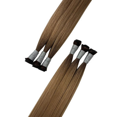 Aanbeveling op maat Handgebonden Weft Haarverlenging met Dikke Eindjes Russische Genius Weft