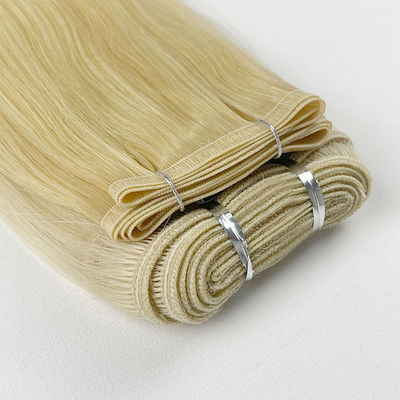 WEFT-231008 Blonde kleur haarweft extensies rechte blonde Remi dubbele weft machine
