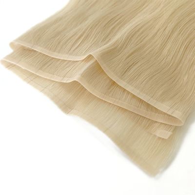 Ontwerp aangepast PU huid haar weft handgebonden mini plat weft voor salon aanpassing