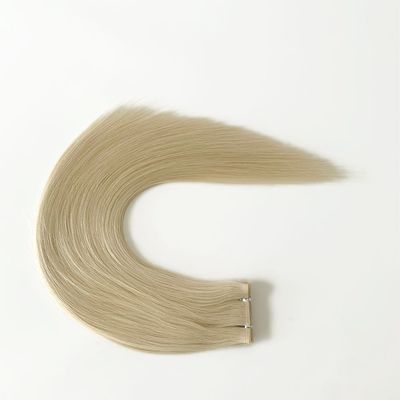 Ontwerp aangepast PU huid haar weft handgebonden mini plat weft voor salon aanpassing