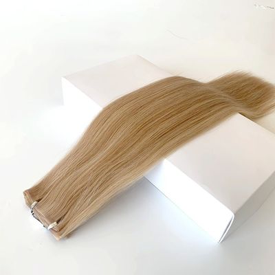 Volledige betaling Dubbel getrokken Flat Track Russische Remy Mensenhaar Huid PU Weft Haar Extensies