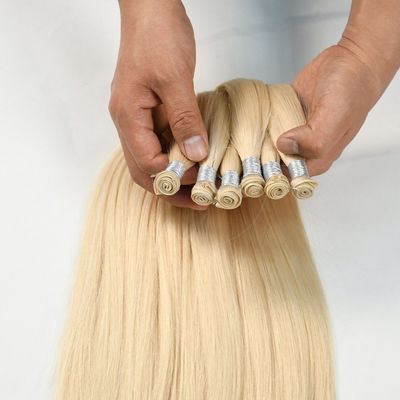 Dubbel getrokken blonde genie weft menselijk haar extensies Geen probleem 30 dagen terugbetaling