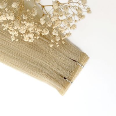 100 g/verpakking Muti-Color Remy Mensenhaar Platte Weft Dubbelgetrokken Rauw Haar