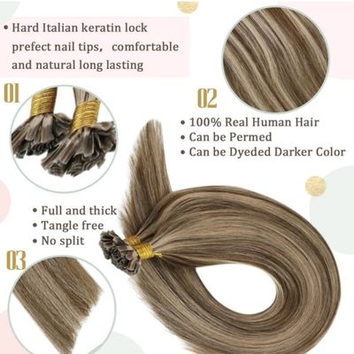 Everbeauting Top Grade Blonde Pre Bonded Keratine Hair Extensions U/Nail Tip Remy Hair