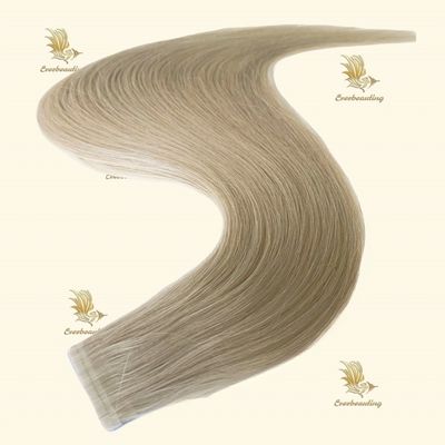 Europees haar 20 inch Ash Blonde kleur Cuticle Aligned Tape Haarverlengingen voor blanke vrouw