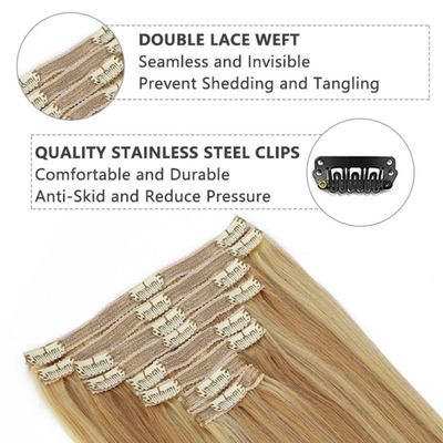 Haarverlenging Dubbel getrokken Echte Raw Virgin Natuurlijke Remy Mensenhaar 20 inch Braziliaans