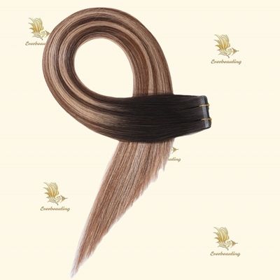 Natuurlijke nagellak Balayage Kleur Onzichtbare band Haarverlenging 7,5 x 70 cm Bruto gewicht
