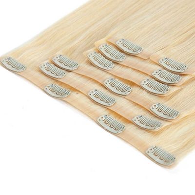 Naadloze Indiase clip in haarverlenging 100% Russische menselijke remy clip op haarverlengingen
