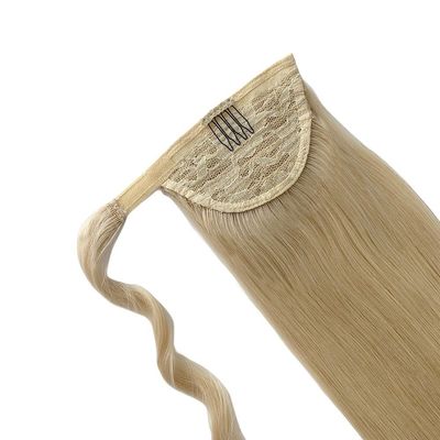 US Customized Human Hair Ponytail Long Straight Hair Piece met Wrap Around Design