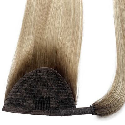 US Customized Human Hair Ponytail Long Straight Hair Piece met Wrap Around Design