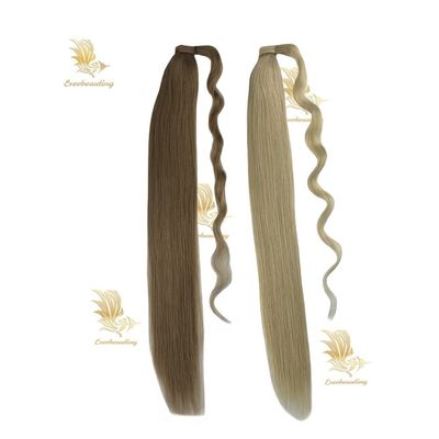 Aanpassing Stock Salon Braziliaanse Double Drawn Remy Mensenhaar Paardenstaart Extensies