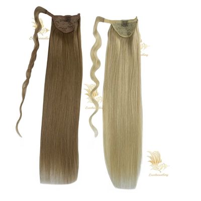 Aanpassing Stock Salon Braziliaanse Double Drawn Remy Mensenhaar Paardenstaart Extensies