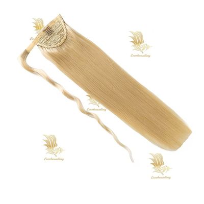Rechte 20 inch Remy menselijk haar verlengstuk paardenstaart dubbel getrokken blonde wrap rond