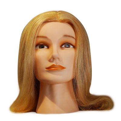 European Face Practice Mannequin hoofd met achterwaarts gericht haar en menselijk haar