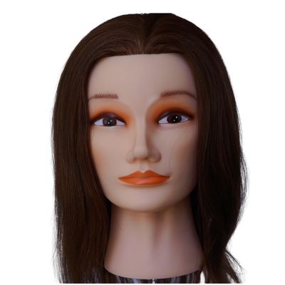 European Face Practice Mannequin hoofd met achterwaarts gericht haar en menselijk haar