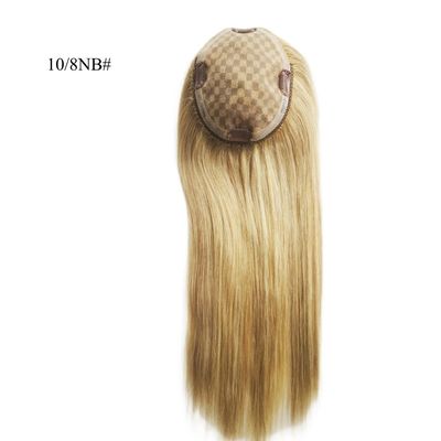 Perfecte voor vrouwen Mono kant basis haarstuk 13 * 17 cm Highlight Bruin menselijk haar toppers