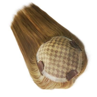 Perfecte voor vrouwen Mono kant basis haarstuk 13 * 17 cm Highlight Bruin menselijk haar toppers
