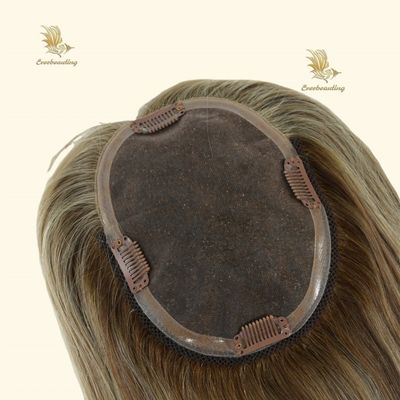 Muti-Color Silk Top Mensenhaar Topper met Bangs Lengte 16 inch